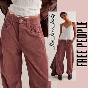 Free People barrel jeans corduroy pants boho wide-leg streetwear 27